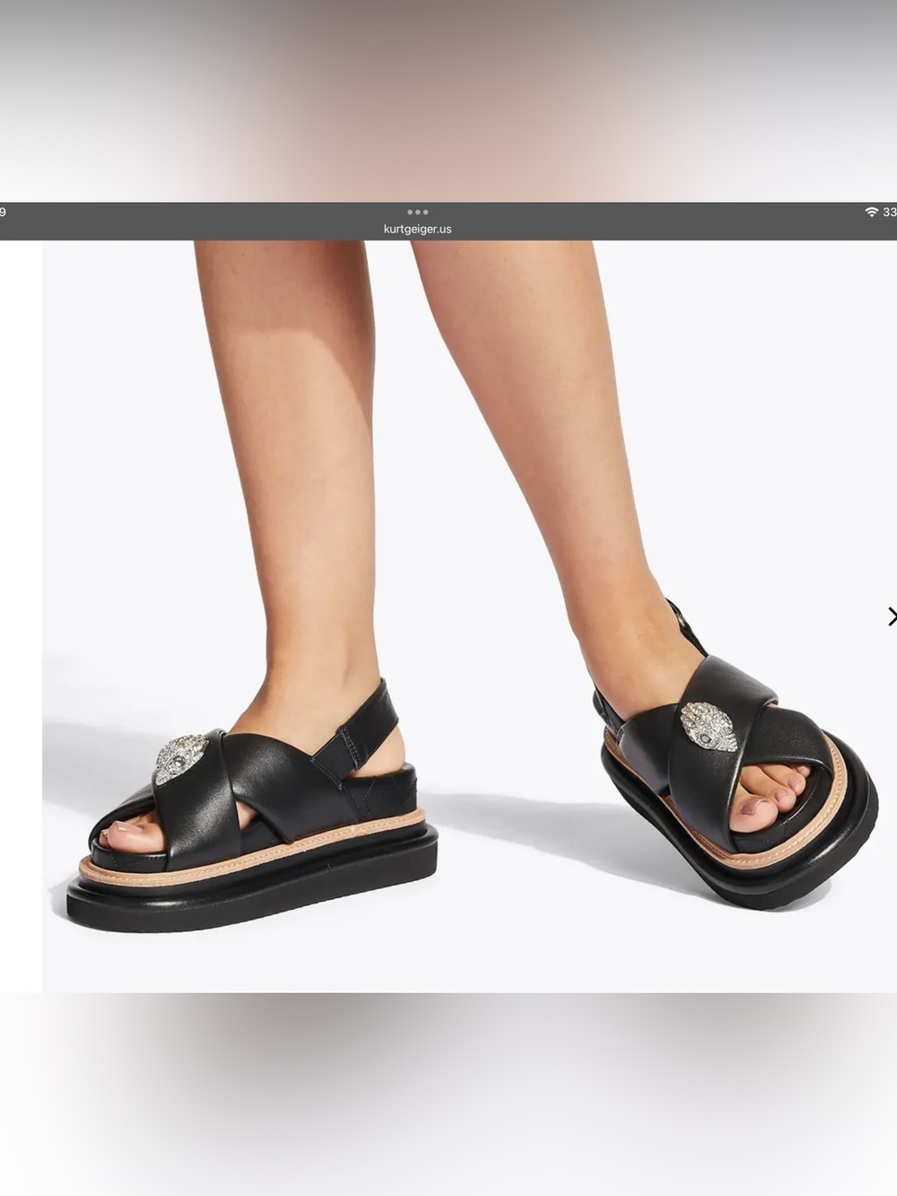 Kurt Geiger Orsen cross strap black sandal